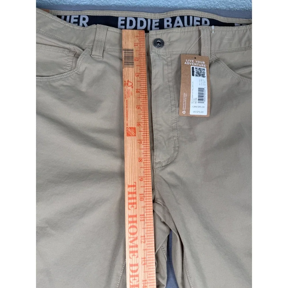Eddie Bauer Voyager Flex  Slim Fit Slim Leg 40x36 Khaki Tan Twill Pant 5 Pkt NWT